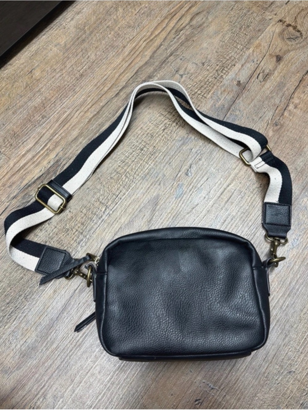 Universal Thread Black Crossbody Bag with Striped Adjustable Strap
